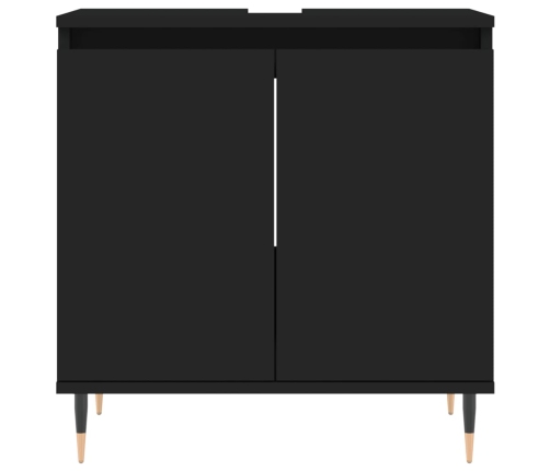 Set de muebles de baño 3 piezas madera contrachapada negro