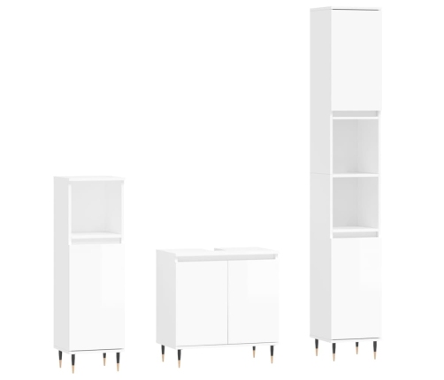 Set de muebles baño 3 pzas madera contrachapada blanco brillo