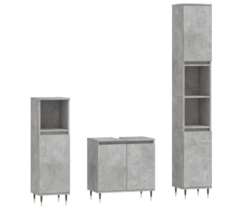 Set de muebles baño 3 pzas madera contrachapada gris hormigón