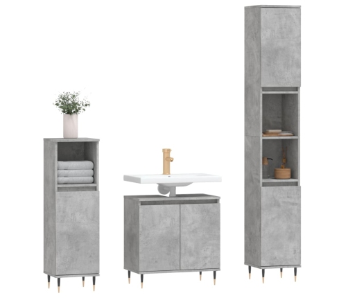 Set de muebles baño 3 pzas madera contrachapada gris hormigón