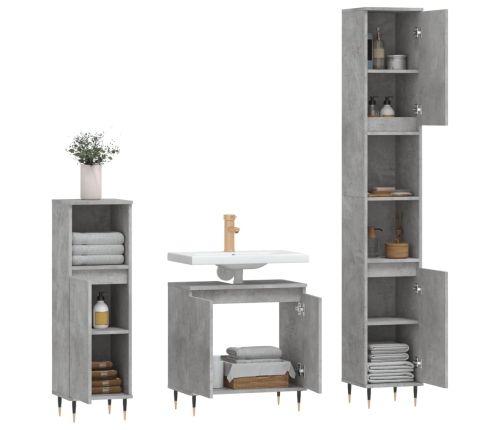 Set de muebles baño 3 pzas madera contrachapada gris hormigón