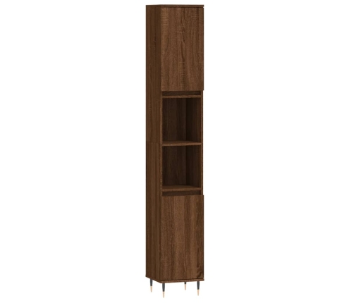 Set de muebles de baño 3 pzas madera contrachapada roble marrón