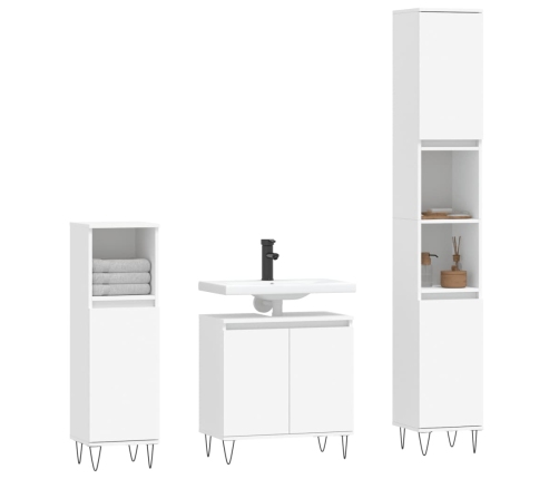 Set de muebles de baño 3 piezas madera contrachapada blanco