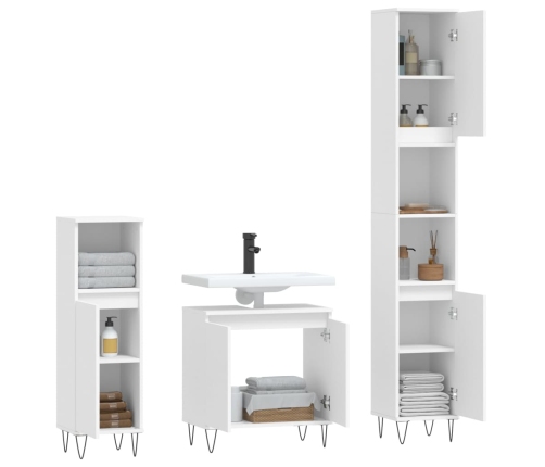 Set de muebles de baño 3 piezas madera contrachapada blanco