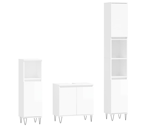 Set de muebles baño 3 pzas madera contrachapada blanco brillo