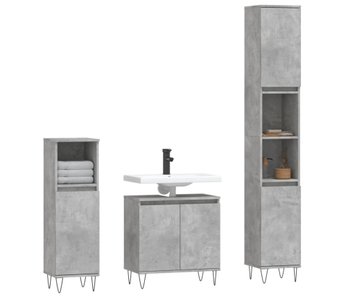 Set de muebles baño 3 pzas madera contrachapada gris hormigón