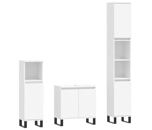 Set de muebles de baño 3 piezas madera contrachapada blanco