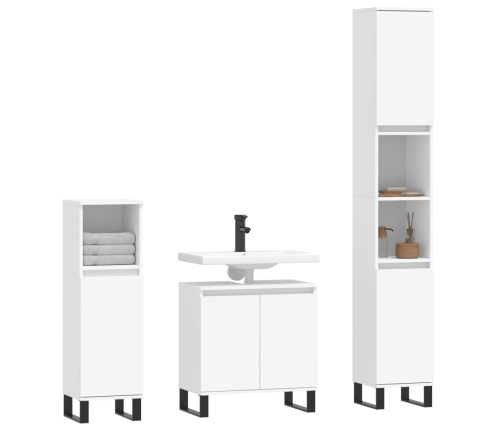 Set de muebles de baño 3 piezas madera contrachapada blanco