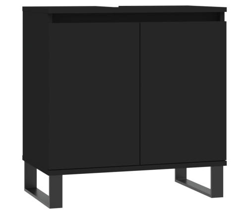 Set de muebles de baño 3 piezas madera contrachapada negro