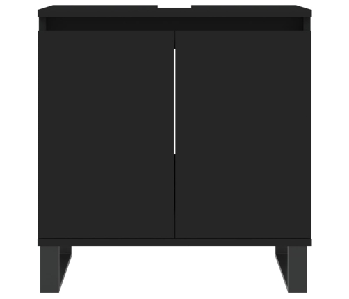 Set de muebles de baño 3 piezas madera contrachapada negro