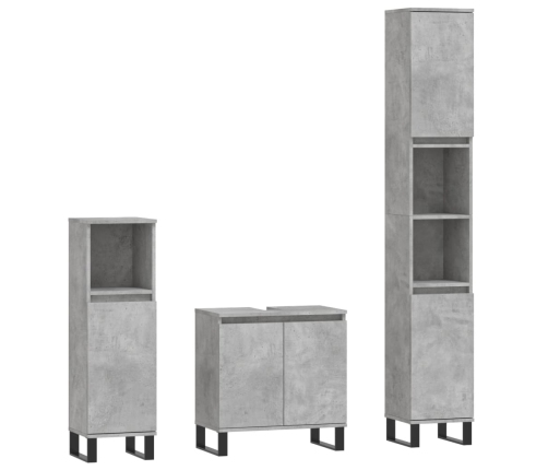 Set de muebles baño 3 pzas madera contrachapada gris hormigón