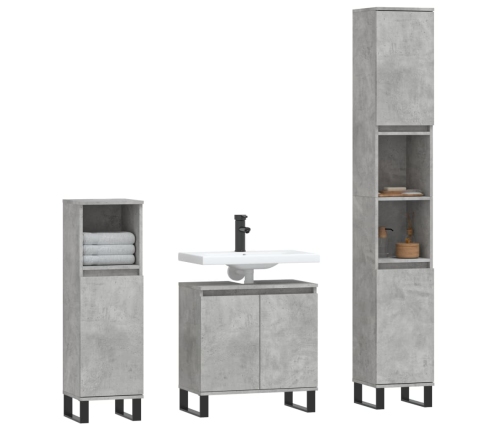 Set de muebles baño 3 pzas madera contrachapada gris hormigón