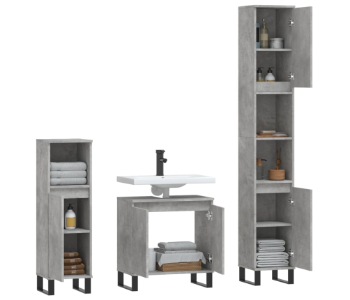 Set de muebles baño 3 pzas madera contrachapada gris hormigón