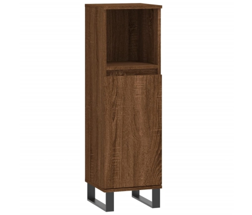 Set de muebles de baño 3 pzas madera contrachapada roble marrón