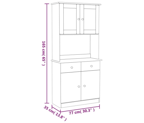 Aparador alto ALTA madera maciza de pino blanco 77x35x165 cm