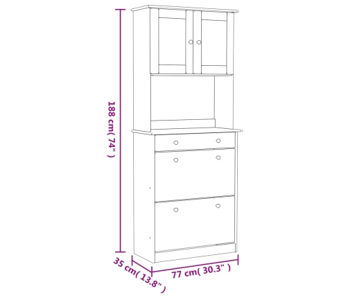 Aparador alto ALTA madera maciza de pino 77x35x188 cm