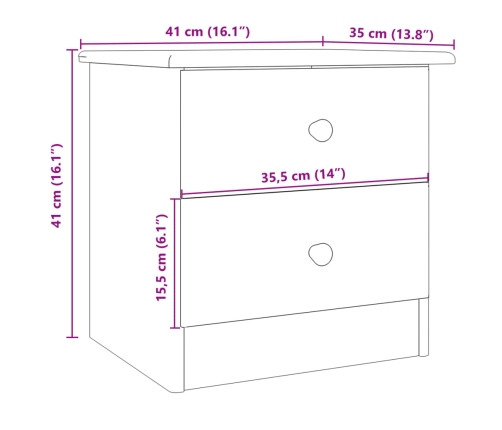 Mesita de noche ALTA madera maciza de pino 41x35x41 cm