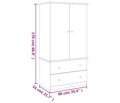 Armario ALTA madera maciza pino 90x55x170 cm