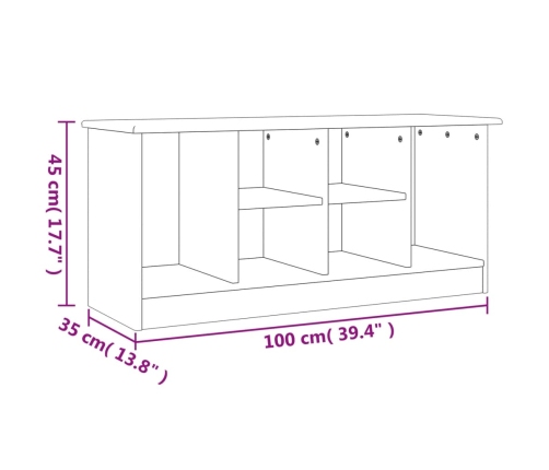 Banco zapatero ALTA madera maciza de pino 100x35x45 cm