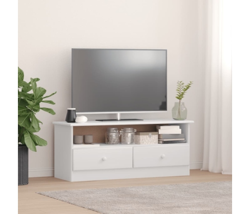 Mueble de TV con cajones ALTA madera de pino blanco 100x35x41cm