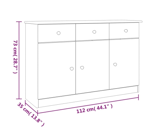 Aparador ALTA madera maciza de pino 112x35x73 cm