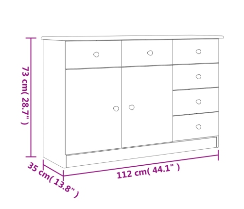 Aparador ALTA madera maciza de pino 112x35x73 cm