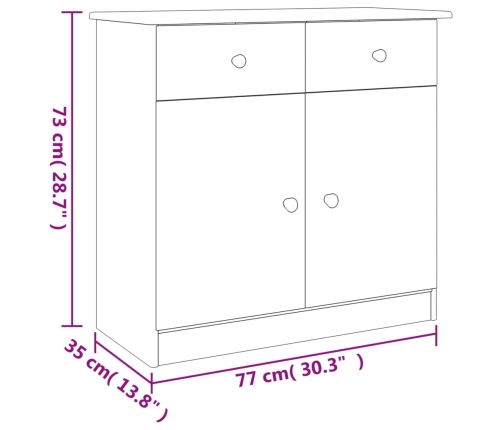 Aparador ALTA madera maciza de pino blanco 77x35x73 cm