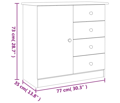 Aparador ALTA madera maciza de pino 77x35x73 cm