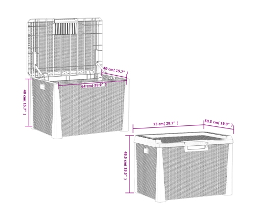 Caja de almacenaje para jardín PP gris antracita 125 L