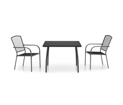 Juego de comedor de jardín 3 piezas acero gris antracita