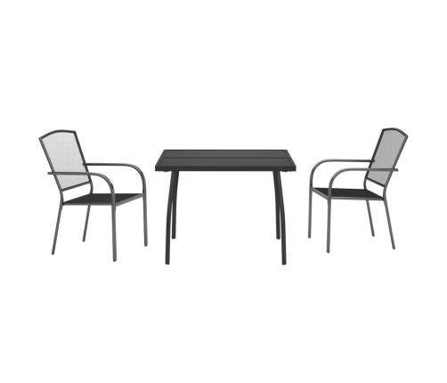 Juego de comedor de jardín 3 piezas acero gris antracita
