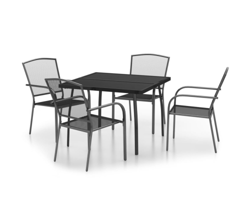 Juego de comedor de jardín 5 piezas acero gris antracita