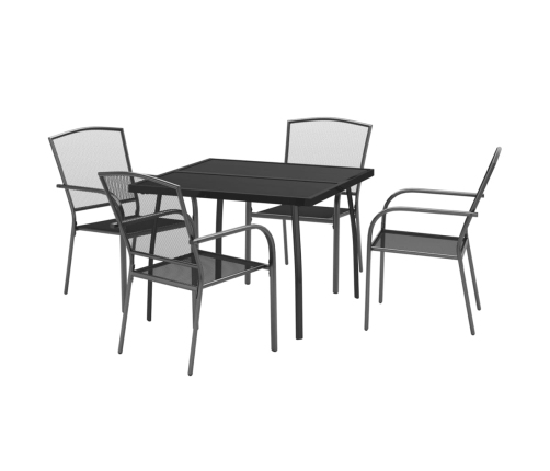 Juego de comedor de jardín 5 piezas acero gris antracita