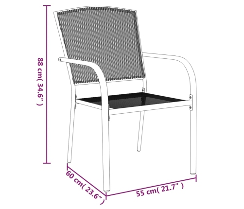 Juego de comedor de jardín 5 piezas acero gris antracita