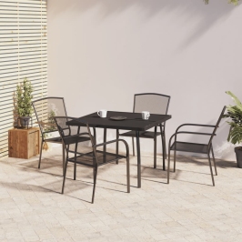 Juego de comedor de jardín 5 piezas acero gris antracita