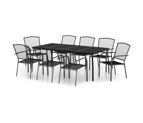 Juego de comedor de jardín 9 piezas acero gris antracita