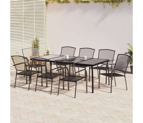 Juego de comedor de jardín 9 piezas acero gris antracita