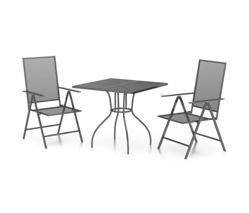 Juego de comedor de jardín 3 piezas acero gris antracita
