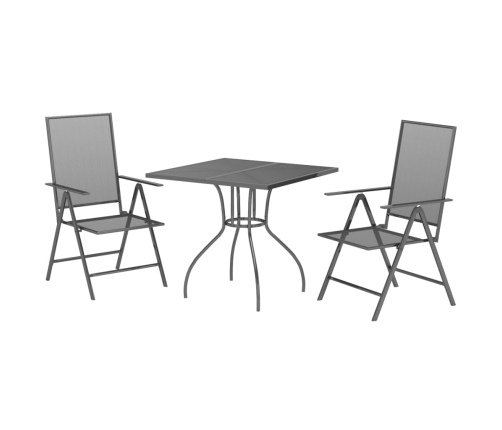 Juego de comedor de jardín 3 piezas acero gris antracita