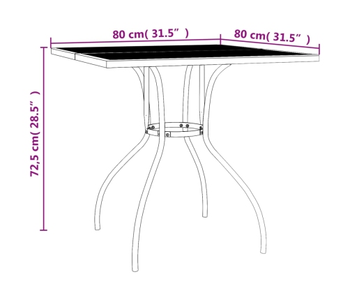 Juego de comedor de jardín 3 piezas acero gris antracita