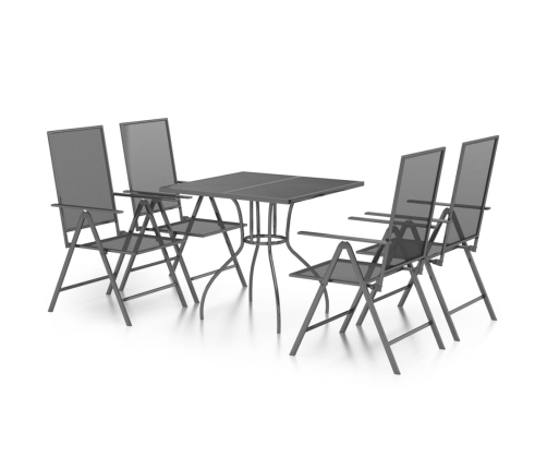 Juego de comedor de jardín 5 piezas acero gris antracita