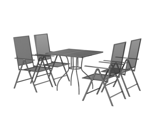 Juego de comedor de jardín 5 piezas acero gris antracita