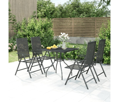 Juego de comedor de jardín 5 piezas acero gris antracita