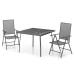 Juego de comedor de jardín 3 piezas acero gris antracita