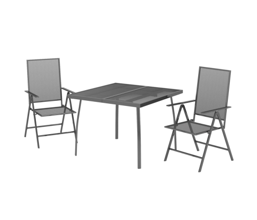 Juego de comedor de jardín 3 piezas acero gris antracita