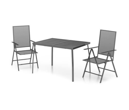 Juego de comedor de jardín 3 piezas acero gris antracita