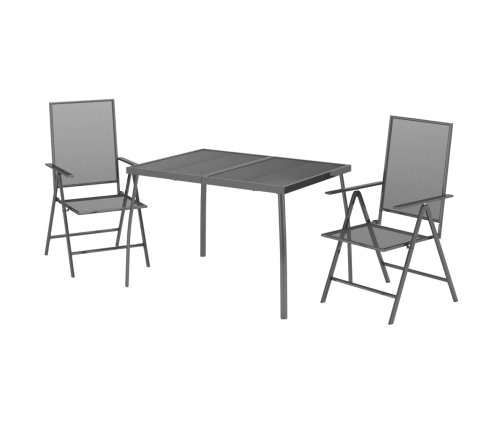 Juego de comedor de jardín 3 piezas acero gris antracita