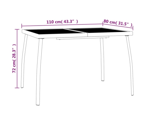 Juego de comedor de jardín 3 piezas acero gris antracita