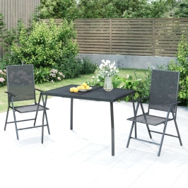 Juego de comedor de jardín 3 piezas acero gris antracita