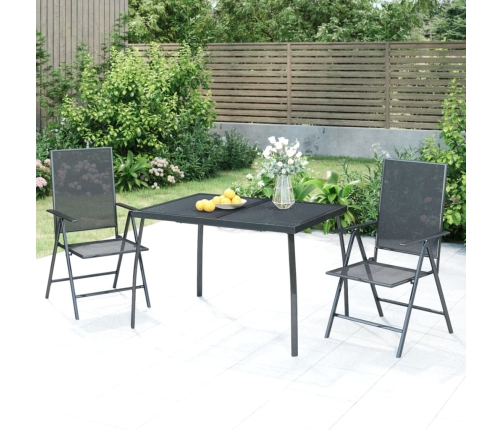 Juego de comedor de jardín 3 piezas acero gris antracita